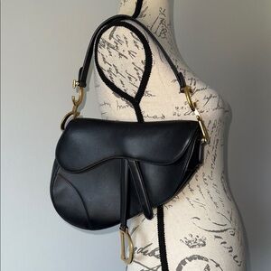 Dior Medium Black Leather Saddle Bag